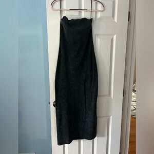 Black tube top ribbed bodycon dress
